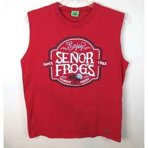 Senor‎ Frogs Men's Large Red Vintager Y2K Tank Top